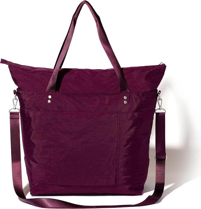 Baggallini Carryall Tote - Lightweight Nylon Zipper Top Weekender Travel Beach Bag w/Luggage Sleeve - Image 10