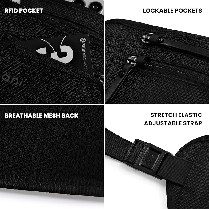 Sherpani Jett, Travel Money Belt, Secure Waist Bag, Slim Passport Holders, Blocking Hidden Wallet Belt Bag, Fanny Pack for Women, Travel Gift, RFID Protection (Morocco) - Image 6