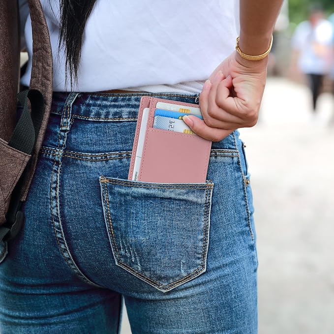 Travelambo Slim Wallet Front Pocket Minimalist Leather RFID Blocking Medium Size - Image 2