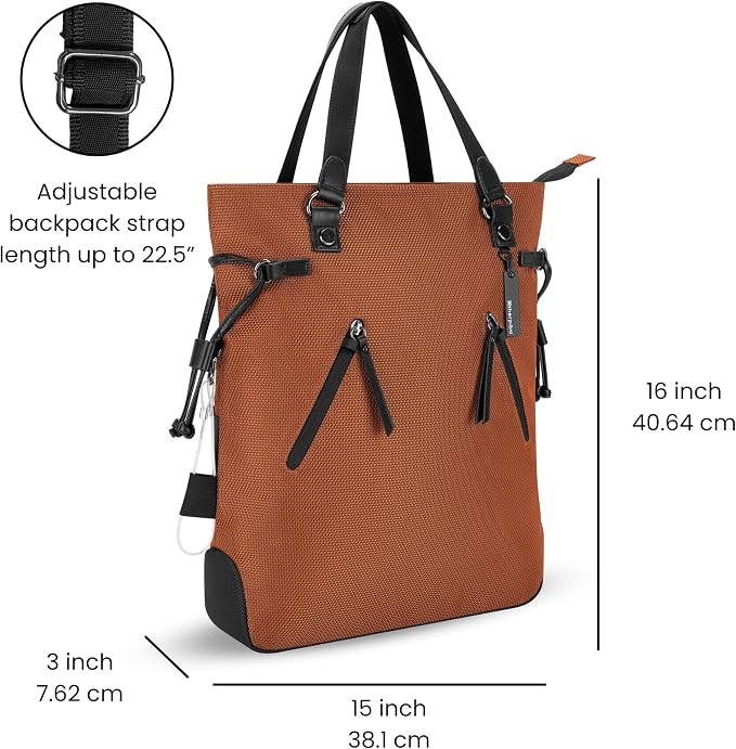 Sherpani Tempest, Anti Theft Convertible Backpack Tote, 14L Travel Backpack, Travel Gifts for Women, Handbags, RFID Protection, Metal Hardware, Fits 15” Laptop (No Sleeve) (Morocco) - Image 3