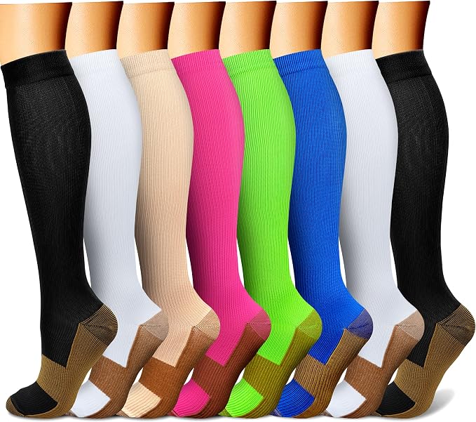 FEYHAY Copper Compression Socks (8 Pairs) 15-20 mmHg Circulation is Best Athletic & Daily for Men & Women, Running, Climbing - Image 5