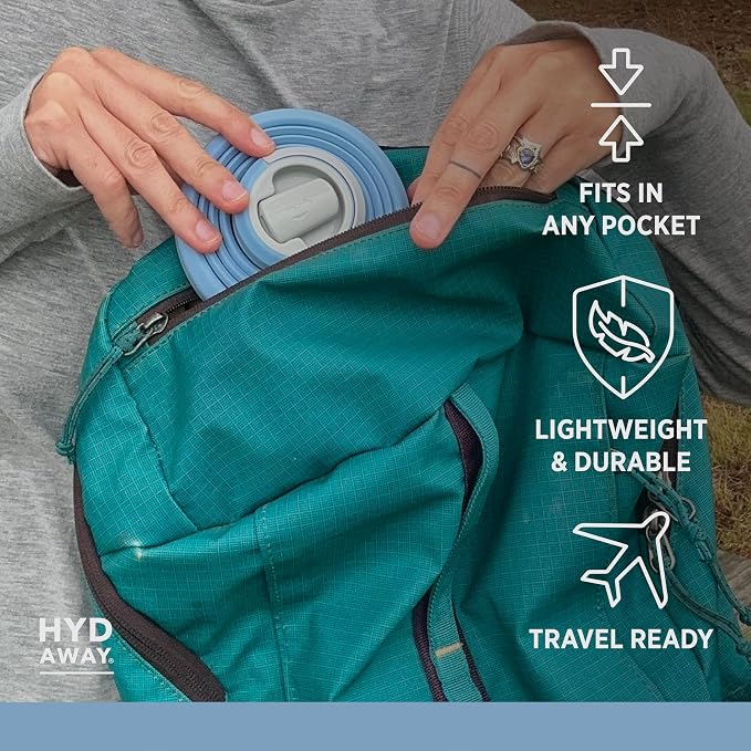 HYDAWAY 25oz Collapsible Water Bottle, Packable Leakproof for Travel | Large capacity design. Folds flat for carry-ons, day bags, hiking packs. Leakproof, BPA-free. - Image 4