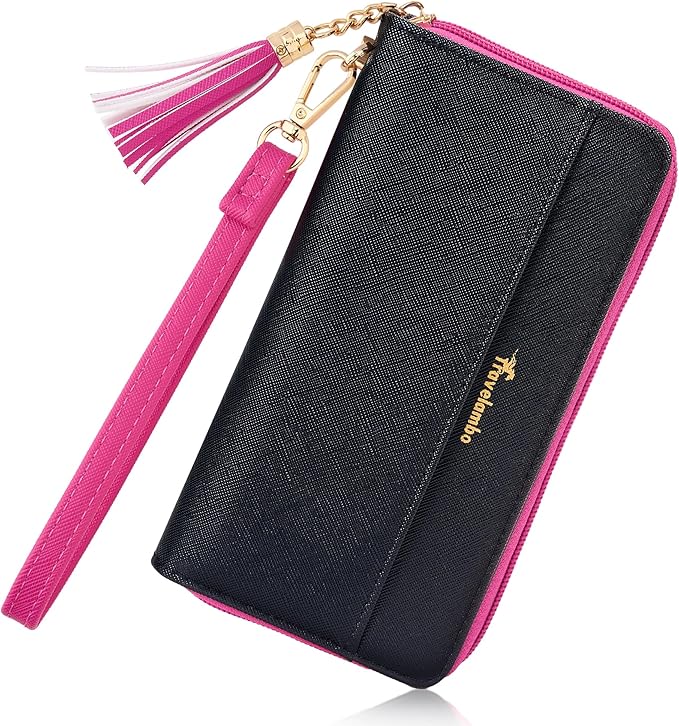 Travelambo Wristlet Wallet Women RFID Bifold Large Capacity Clutch Purse | Tassel, Zipper Coin Pocket, Card Holder Wallet, Gifts for Women by Travelambo