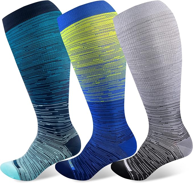 LEVSOX Plus Size Compression Socks Wide Calf Men&Women 20-30 mmhg Knee High Support Socks for Medical, Nurse, Diabetic by Levsox