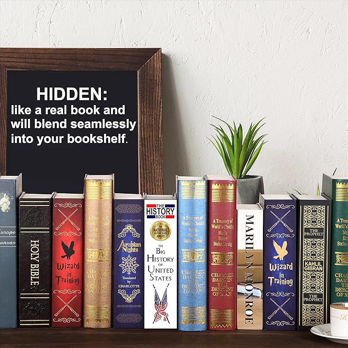 Wizard Book Safe with Real Pages, Hollow Book Box Hidden Storage with 3-Digit Combination Lock, Decorative Secret Diversion Safe, Money Hiding Box for Cash Savings, 9.3"x6.0"x2.3" - Image 3