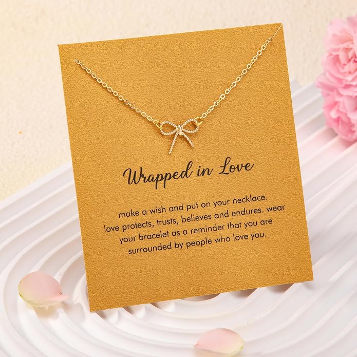 RZKING Golden Necklace for Women, Dainty Butterfly Heart Bow Rose Necklace, Gifts for Best Friend Sister Mom Girlfriend, Graduation Chritmas Birthday Anniversary Thank You Gifts - Image 5