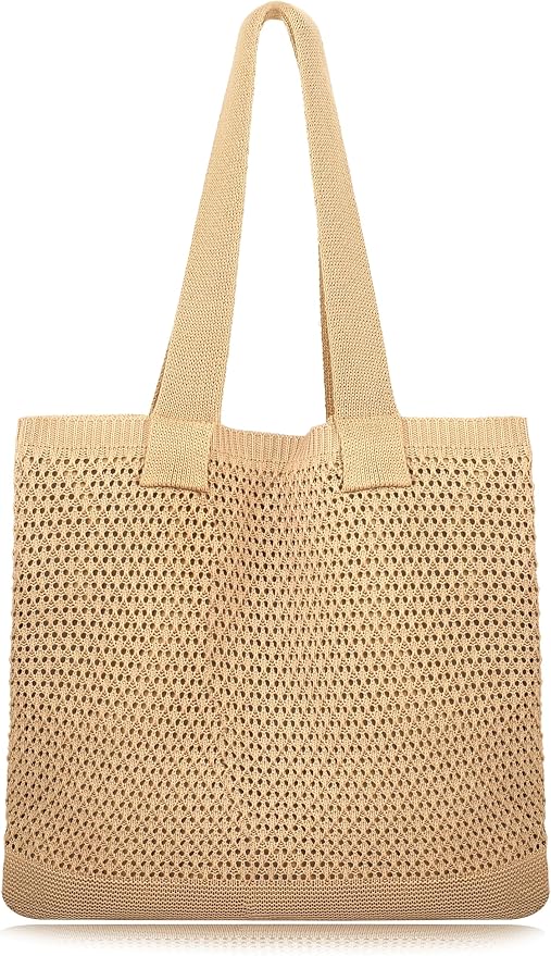 COOKOOKY Crochet Beach Tote bag Summer Beach Bag for Women Aesthetic Mesh Tote Bag Hippie Bag Knit Bag by COOKOOKY