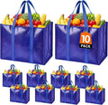 Reusable Grocery Bags, Waterproof & Foldable Shopping Bags Stand Upright | Heavy Duty Shopping Tote Bags, Waterproof & Foldable with Long Handles for Bulk Shopping, Versatile Storage 10 Pack-42L by WiseLife