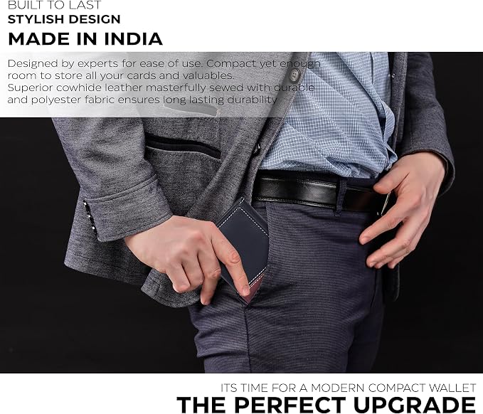 Real Leather Mens Trifold Wallet RFID Blocking Slim Minimalist Front Pocket - Thin & Stylish with ID Window in Gift Box - Image 6