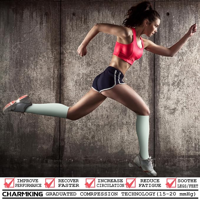 CHARMKING Compression Socks for Women & Men Circulation (3 Pairs) 15-20 mmHg is Best Support for Athletic Running Cycling - Image 2
