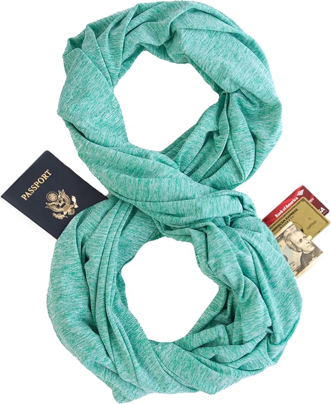 Zero Grid Infinity Travel Scarf Loop with Hidden Zipper Pockets for Passport, Phone, Cash, Cards by ZeroGrid