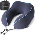 Travel Pillows for Airplanes,100% Pure Memory Foam Travel Neck Pillow | Washable Cotton Cover,Comes with 3D Eye Mask,Earplugs,Storage Bag,Ideal Travel Gift,Relieve Neck Pressure,Navy Blue by Unknown