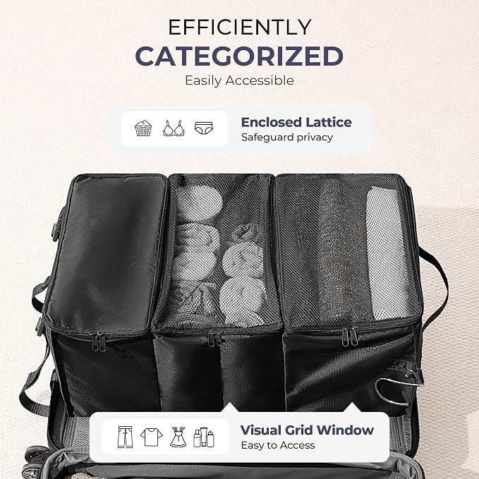 GRANNY SAYS Hanging Packing Cubes for Travel, Large Luggage Bags, Black | Portable Suitcase Organizer, Travel Packing Organizers, Compression Luggage Bags for Clothes, Carry on Closet Suitcase - Image 4