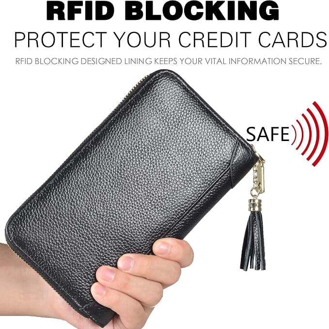 Easyoulife Credit Card Holder Wallet Womens Zipper Leather Case Purse RFID Blocking - Image 4