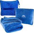BlueHills Premium Soft Travel Blanket Pillow Plush Airplane, Car Royal Blue | Must Have Airplane Essentials, Luggage Belt & Carabiner, Matching Soft Case, 2 in 1 Travel Blanket Pillow Combo, Travel Gift by BlueHills