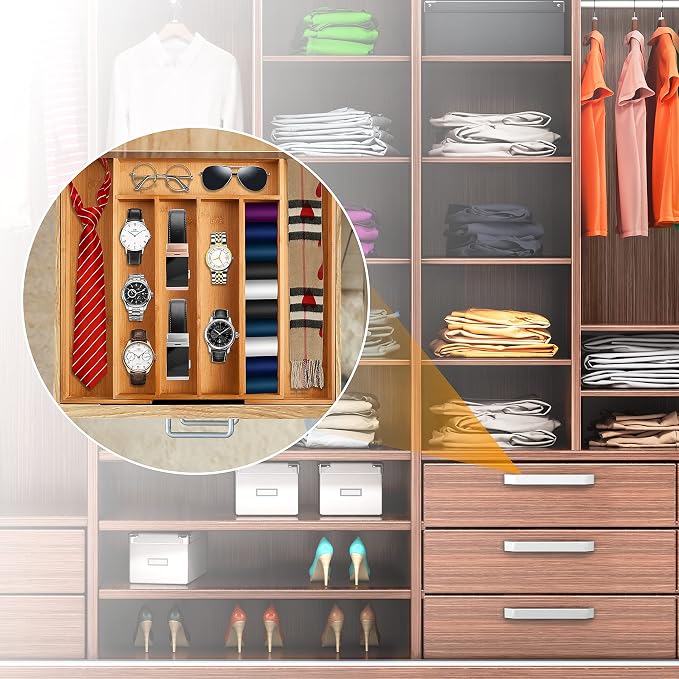Bellsal Silverware Organizer Kitchen Drawer Organizer Expandable Bamboo Utensil Holder Cutlery Tray for Kitchen Utensil and Flatware Bedroom Office - Image 7