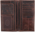 F&L CLASSIC Men's RFID Vintage Look Genuine Leather Long Bifold Wallet Checkbook Wallets,hard wax crunch,240-52 by FLCLASSIC