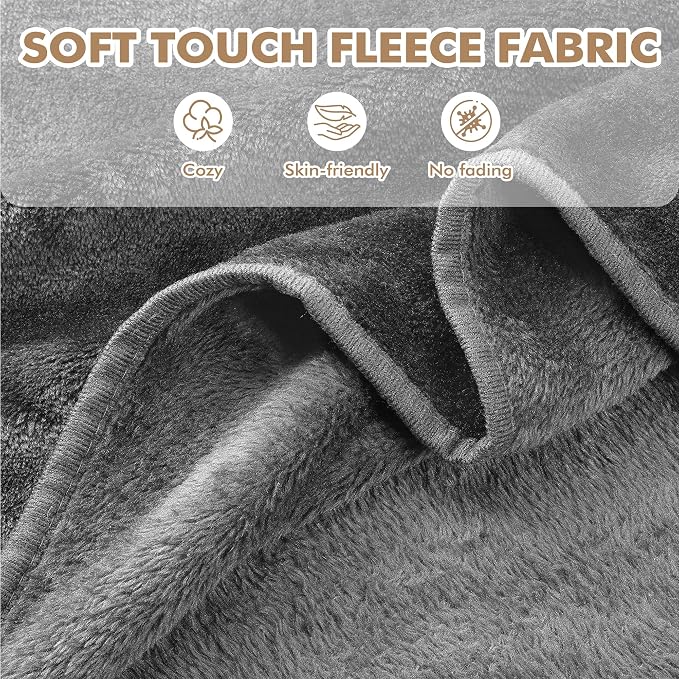 Tirrinia Travel Blanket Airplane Office Poncho 4 in 1 Premium Cozy Fleece Portable Poncho Blankets with Built-in Bag, Pocket - Image 8