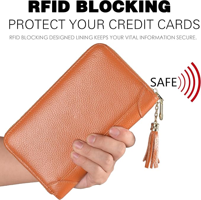 Easyoulife Credit Card Holder Wallet Womens Zipper Leather Case Purse RFID Blocking - Image 4