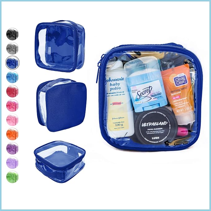 Clear TSA Approved 3-1-1 Travel Toiletry Bag for Carry On/Quart Size Transparent Liquids Pouch for Airport Security/Reusable See Through Vinyl & PVC Plastic Organizer Men Women (Royal Blue) - Image 2