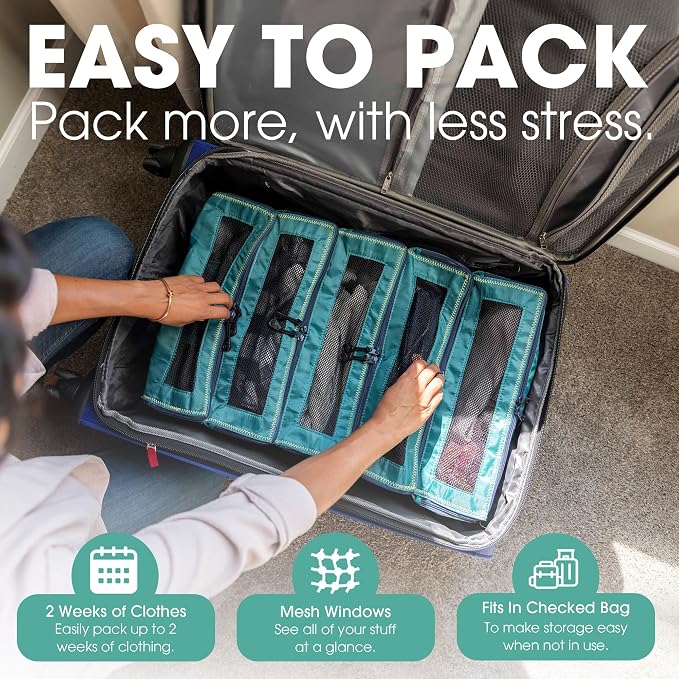 Hanging Suitcase Organizer - Our XL Hanging Luggage Organizer Perfectly Fits Any Suitcase - Our Packing Cubes for Travel Use Mesh Windows to Make Finding Any Outfit Easy (Green, XL) - Image 3