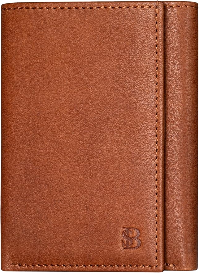 SERMAN BRANDS Trifold Wallet for Men - RFID Blocking Full Grain Leather, 11 Card Slots & ID Window, Slim Everyday Carry, Durable Stitching, Gift for Him by SERMANBRANDS