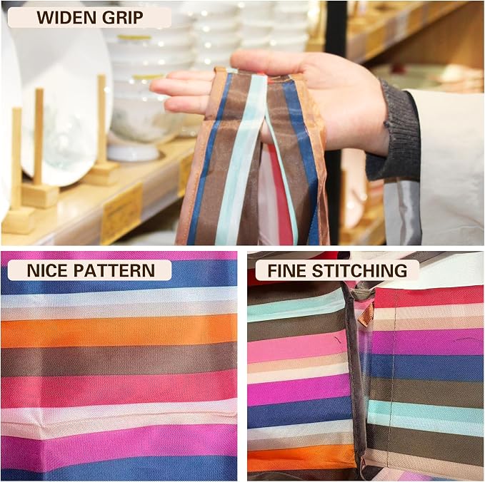 2-Piece reusable grocery bags,shopping bags,grocery bags Reusable Shopping 60+Pounds Capacit, Foldable, - Image 4