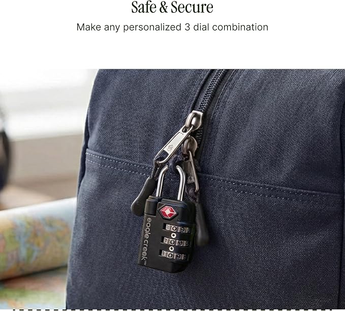 Eagle Creek Travel Safe TSA Lock, 3 Dial Combination, Graphite | Lock for Suitcase, Duffel Bag, and Backpack Security, Travel Sentry Certified, Keep Your Belongings Secure - Image 4