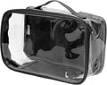Small Clear Travel Packing Cube/See Through PVC Plastic Pouch for Carry On Suitcase, Backpack or Diaper Bag/Transparent Multipurpose Accessories, Makeup & Underwear Organizer w/Handle (Black) by EzPacking
