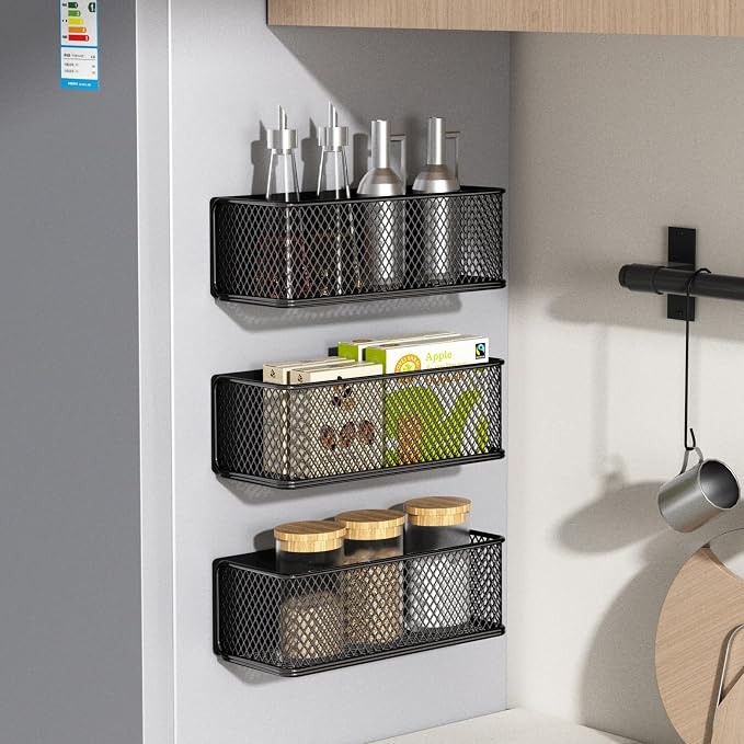 Magnetic Shelf Fridge Basket Bin for Whiteboard Washer Dryer Locker Cabinet | No Drilling Or Tools Needed, Reusable Magnet Organizer Classroom Office Home Kitchen Laundry Storage Rack Container Holder - Image 4