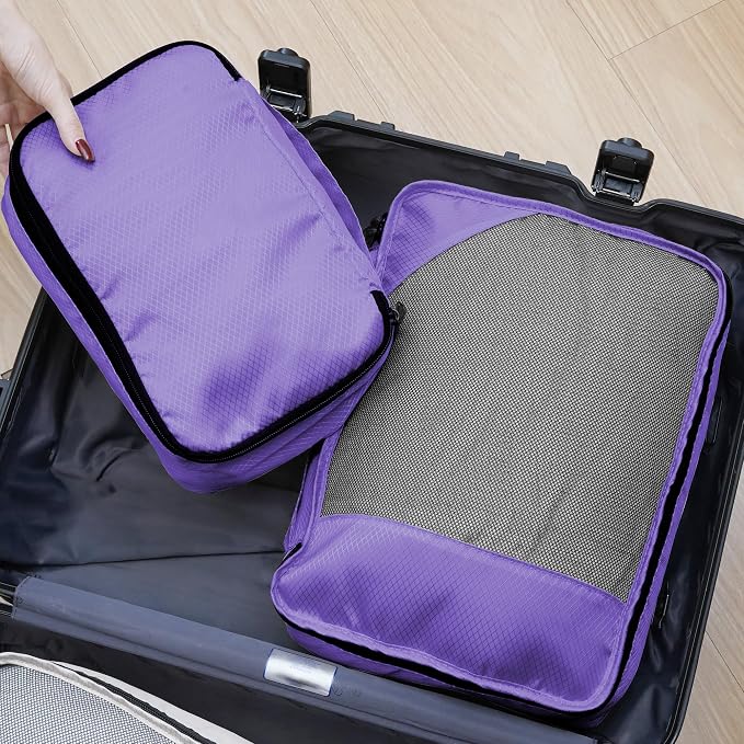 Toncoke 8-Piece Packing Cubes for Travel, 2026 Upgraded Durable Zippers & Reinforced Mesh, Complete Luggage Organizer Set with Shoe/Toiletry/Laundry Bags, 4 Sizes for Suitcase, Men Women, (Purple) - Image 8