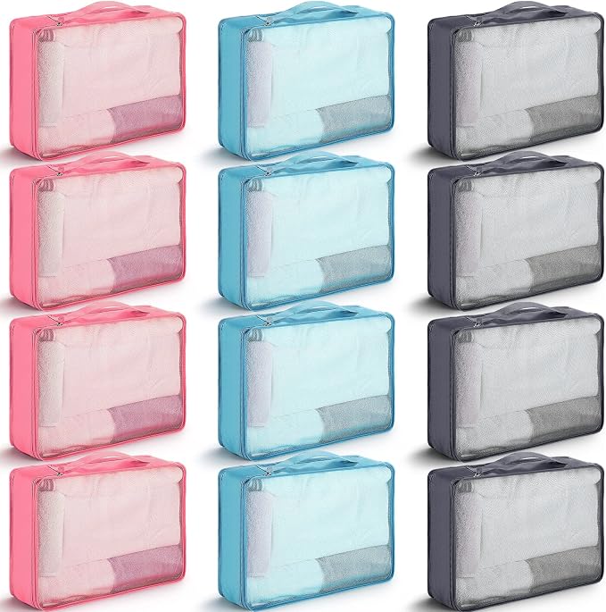 Tudomro 12 Pcs Large Packing Cubes Luggage Organizers for Suitcase Mesh Travel Organizer Bags Travel Packing Organizers for Traveling Camping Hiking by Tudomro