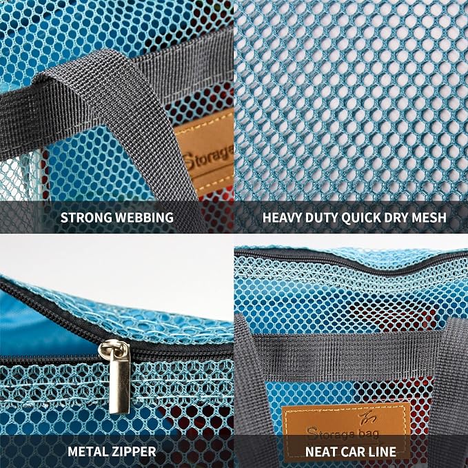 Mesh Shower Caddy Bag Portable Hanging Toiletry and Bath Organizer with Zipper for Travel, Gym, Camping, College Dorms, Beach - Image 2