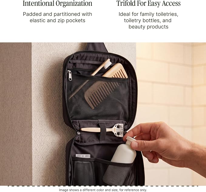 Eagle Creek Pack-It Trifold Toiletry Kit, Storm Grey | Dopp Kit Toiletry Organizer with Padded Interior, Durable Hanging Hook and Large Compartments, Water-Resistant and Washable - Image 4