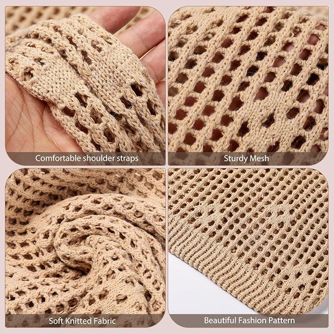 Sightor Crochet Tote Bag, Mesh Beach Bag Knit Summer Hobo Bag for Women | Beach Tote bag Vacation Outfits Aesthetic Boho Bag - Image 4