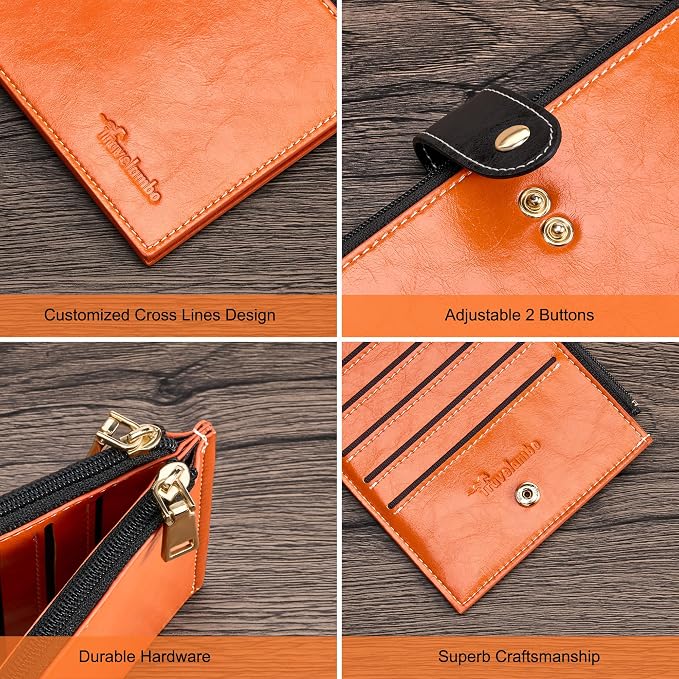 Travelambo RFID Wallet Women Large Size Bifold Multi Card Wallet Case with Zipper Pocke Credit Card Holder for Women - Image 6