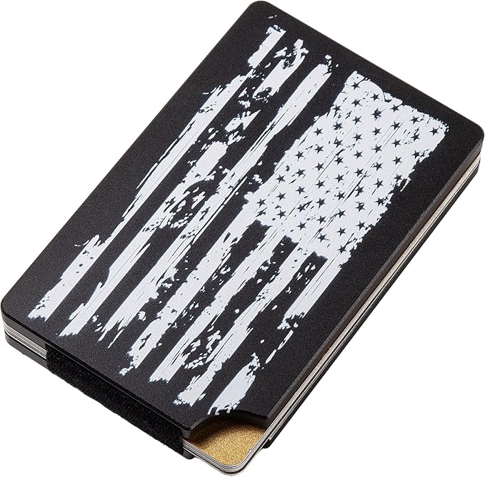Slim Wallet for Men,RFID Blocking Minimalist Metal Wallet, Money Clip/Cash Holder, Front Pocket Aluminum Credit Card Holder, Ideal Gift for Men,Black-American USA Flag - Image 4