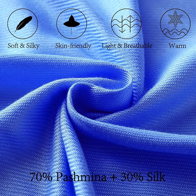 Soft Silky Pashmina Shawl Wraps Solid Colors Scarf for Wedding Evening Dresses - Image 2