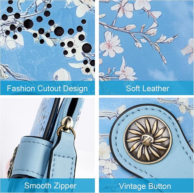Tipmile Small Wallet Women Bifold RFID Blocking Card Holder Leather Wallets with Zipper Coin Pocket, White & Blue - Image 6