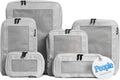 Compression Packing Cubes for Travel, 6-Pack, Light Grey | Solves overpacking, 6-Piece set fits most suitcases, 50% Space savings, Compression luggage organizer bags by Aerotrunk
