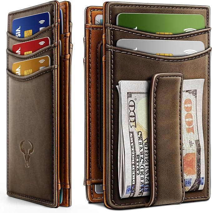 BULLIANT Magnetic Slim Leather Pocket Wallet Money Clip For Men 12Cards | RFID Blocking | Easy Access | Gift Boxed by BULLIANT