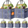 Fab totes Reusable Grocery Bags, Large Foldable Shopping Tote Bags with Reinforced Handles & Hard Bottom,6 Pack,Blue by Fabtotes