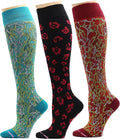 Dr. Motion 3 Pairs Light Summer Bright Fun Graduated Compression Women's Knee-Hi Socks by Dr.+Motion