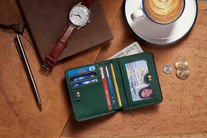 Gostwo Small Wallet for Women, Slim Bifold Credit Card Holder, Compact RFID Blocking Cash Wallet, Billfolds Thin Leather Zipper Pocket, Mini Wallet Gift for Ladies Teen Girls Travel with ID Window - Image 6