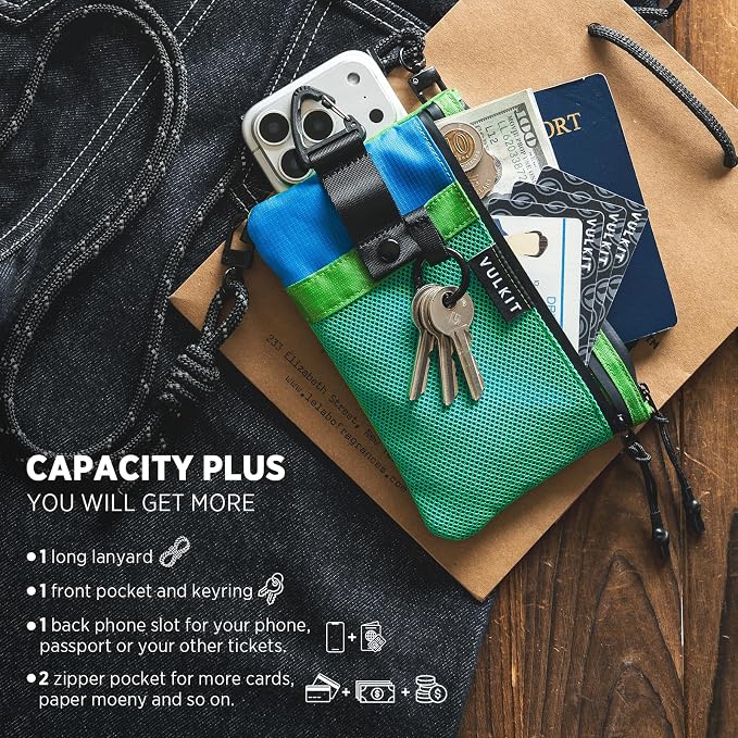 VULKIT RFID Blocking Travel Wallet for Men Women, Water Resistant Passport & Phone Holder with Detachable Lanyard and Key Ring, Lightweight Zipper Travel Wallet - Image 2