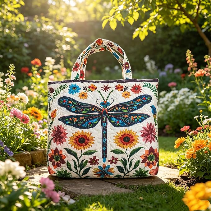 Women's Quilted Tote Bag – Lightweight Large Capacity Foldable for Travel | 20.87" L x 15.75" H - Image 4