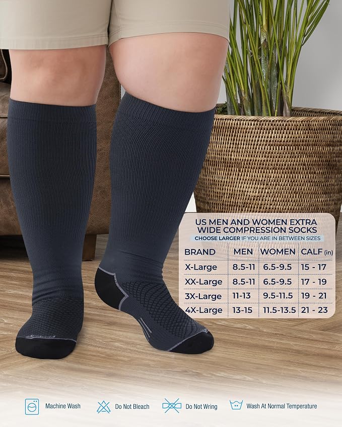 Pembrook Plus Size Compression Socks for Women Wide Calf - 3 Pairs, 20-30mmHg Extra Wide Calf Compression Socks, Up to 4XL - Image 6