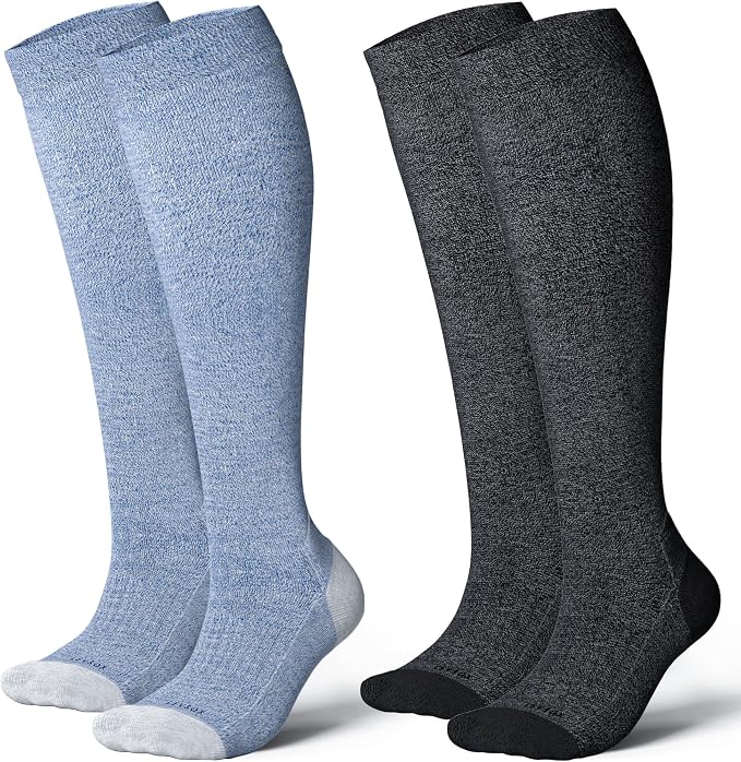 LEVSOX Bamboo Viscose Graduated Compression Socks for Women&Men - Cushioned Knee-High 15-20mmHg Support Socks by Levsox