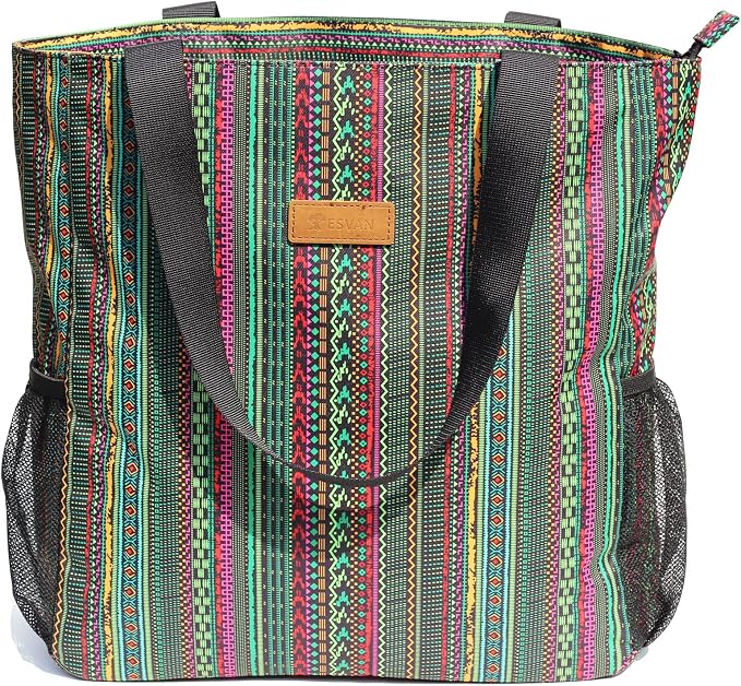 ESVAN Original Floral Water Resistant Large Tote Bag Shoulder Bag for Gym Beach Travel Daily Bags Upgraded - Image 9