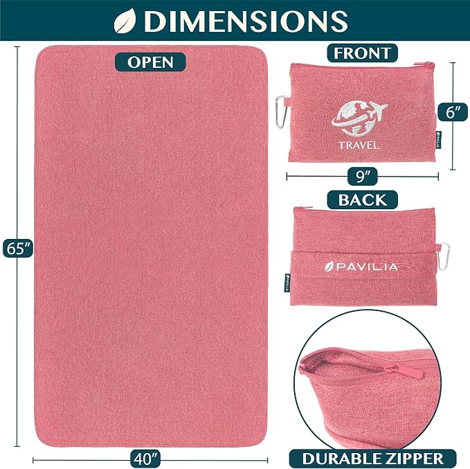 PAVILIA Soft Travel Blanket, Compact Airplane Blanket in Bag, Portable Blanket Pillow Set, Lightweight and Packable Plane Flight Car Trips Travel Home Office Gift Accessories, Pink, 65x40 inches - Image 6